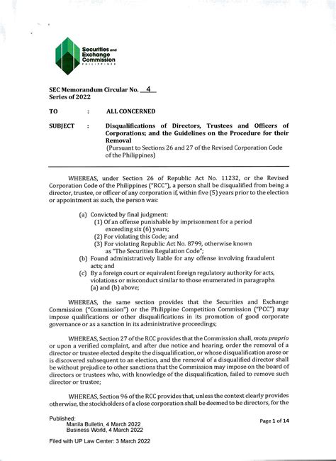 Memorandum Circular No. 04.